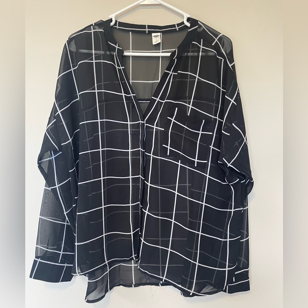 Black and white sheer blouse